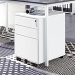 HUMZGHG Mobile File Cabinet with 3 Drawers & 5 Wheels, Pedestal Lockable Storage Cabinets Metal Filling Cabinets Vertical File Cabinet for Home Office, 39 x 52 x 60 cm