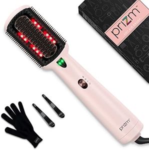 Prizm One-Step Hair Dryer Straightening Brush, Hair Straightener Brush with 3 Control Modes, Negative Ion & Infrared Technology for Smooth, Frizz-Free Hair, Anti-Scald, Pink