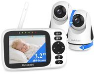 HelloBaby Video Baby Monitor with 2 Cameras and Night Vision, 3.2" Screen - Pan Tilt Zoom Dual Cameras, Video Baby Monitors No WiFi, 2-Way Talk, Temperature, ECO,1000ft Range, Travel Portable HB6339-2