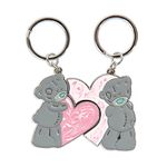 Me to You Tatty Teddy Two-Part Heart Keyring Gift Set - Official Collection,Gray, Pink