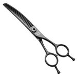 Fenice Peak Professional Dog Grooming Scissors Pet Curved Chunker Shears 7.0'' Extremely Sharp Blades 440C Steel Thinning Scissors Durable Smooth Motion & Fine Cut for Dogs and Cats(Black)