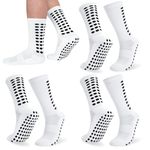 Zuimei 3 Pairs Football Grip Socks for Men, Grip Socks Football Socks Anti-slip Sports Socks for Football Basketball Soccer Volleyball Yoga Running Trekking Hiking,White