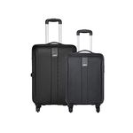 Safari Thorium Sharp Antiscratch 2 Pc Set 55, 66 Cms Small & Medium Polycarbonate (Pc) Soft Sided 4 Spinner Wheels Luggage /Speed_Wheel Suitcase/Trolley Bag Set- Black