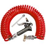 Boeray Heavy Duty Truck Air Duster Blow Gun Cleaning with 9 Meter Long Coil and 2 Interchangeable Nozzle Tips- Red Air Seat Blow Gun Kit