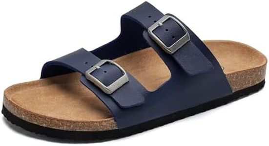 Torotto Kids Sandals Boys Girls Slide Summer Non-slip Cork Glitter Toddler Slippers with Adjustable Straps for Indoor & Outdoor(Dark blue-29)