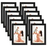 CRUGLA 4x6 Magnetic Black Picture Frames Modified Self Adhesive Collage Photo Frame Set for Refrigerator Glass Window Door Cubicle Tile Wall, 12 Packs