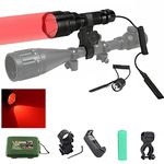 通用 Red Set Hunting Light Gun Light, 4000Lm LED Predator Hunting Light with Pressure Switch & Scope Mount, Zoomable Green and Red Tactical Flashlight Torches for Night Hunt