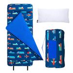 Wildkin Original Nap Mat with Reusable Pillow for Boys & Girls, Perfect for Elementary Daycare Sleepovers, Features Hook & Loop Fastener, Cotton Blend Materials Nap Mat for Kids (Transportation)