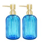 Soap Dispenser - 2 Pack 14 Oz Kitchen Soap Dispenser with Pump, Bathroom Transparent Soap Dispenser Bottle for Hand Soap, Dish Soap or Lotion (Blue)