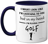 Stuff4 Golf Gifts for Men - in My Head I'm Playing Golf Mug - Funny Golf Presents for Men, Gifts for Golfers Men, Golf Presents, Golf Lover Gift Ideas, 11oz Ceramic Navy Blue Handle Premium Mugs