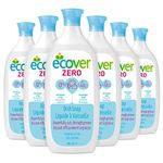 Ecover Zero: Liquid Dish Soap, Plant-Based and Biodegradable Dishwashing Liquid That Maximizes Sudsing Action and Minimizes Grease Build Up, Fragrance and Dye Free, 739 ml Bottles, 6 Pack