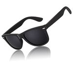 CGID Classic Eyewear 80's Retro Large Horn Rimmed Style UV400 Polarized Sunglasses,Matte Black