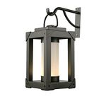 Globe Electric 44753 LED Integrated Battery Operated Outdoor Lantern, Bronze, Frosted Acrylic Panels, Wall Anchor and Accessories Included, 15 Lumens, 3000 Kelvin, Outdoor Lantern for Patio Waterproof