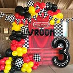 Balloons Race Car Birthday Party Supplies Decorations Racing car Theme Party Supplies Happy Birthday with Racecar Number Balloons Garland Kit Vroom Birthday Party Decorations (Arch, WIth No.3)