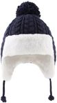 XIAOHAWANG Toddler Winter Hat with Pompom Warm Baby Boys Girls Beanies Knit Kids Earflap Hats (L, Navy)