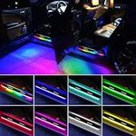 4Pcs LED Door Sill Lights Wiring-Free Car Pedal Pathway Lights, Car Threshold Lights, 28 Preset Lighting Colors, Auto-Sensing, Wireless Car Door Welcome Courtesy Lights, Side Marker & for Cars (4PCS)