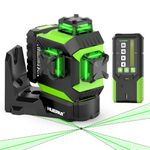Huepar 2026 Upgraded 3D Laser Level Self Leveling with Receiver, Auto Alignment Base＆Remote Control, ±1/13" Precision 12 Lines, 165ft/50 m 3x360° Outdoor Lazer Leveler Tool with Pulse Mode, 703CG-TR