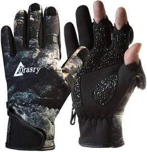 Drasry Stone Color Neoprene Ice Fishing Gloves Touchscreen 3 Cut Fingers Warm Cold Weather Suitable for Men and Women Fly Fishing Photography Motorcycle Running Shooting