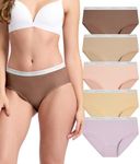 BAMBOO COOL Womens Underwear Soft Mid Waist Brief Moisture Wicking Panties for Women, 5 Pack