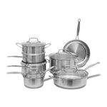Cuisinart 12-Piece Classic Collection Stainless Steel Pots and Pans Set, Oven Safe to 400°F, Dishwasher Safe and Compatible with Induction Stovetops (CSS-12AMC)