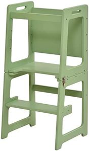 Avenlur Date 4-in-1 Foldable Kitchen Tower - Toddler Step Stool with Chalkboard, Desk Table and Chair - Waldorf and Montessori Kitchen Stool - Kitchen Stool Tower for Toddlers 18 Months to 6 Years