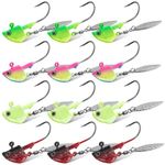 Fishing Jig Heads Underspin Jig Heads with Willow Blade Swimbait Jig Hooks Glow Under Spinner Jig Heads for Bass Crappie Trout Walleye Fishing 7g 10g 12g