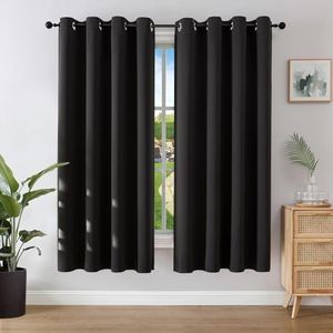 Joydeco Thermovorhang Kälteschutz mit Ösen 2 Stück H 175 x B 140 Vorhänge Blickdicht Schwarz Verdunklungsvorhänge Ösen Thermal Curtains Blackout Vorhang Thermo Wärmeisolierend Schlafzimmer