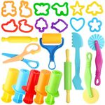 Playdough Tools for Kids, 24 Pieces Play Dough Tools Set with Rolling Pins,Playdough Cutters,Playdough Extruders,Scissor