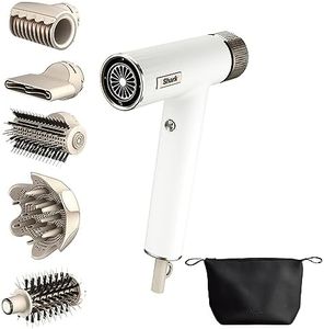 Shark SpeedStyle RapidGloss Finisher and High Performance Dryer with Storage Bag, 5 Styling Attachments, for All Hair Types, Quick Drying, No Flying Hair or Heat Damage, White HD352EU