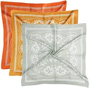 VANLINKER 3 Pcs 27.5 Inches Silk Head Scarf for Women Men Vintage Bandanas Satin Hair Scarf Silk Wrap Scarf Neckerchief Square Scarves VL9549