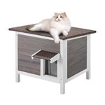 VEVOR Outdoor Cat House Weatherproof, Feral Cat Shelter for Multiple Cats, Outdoor Wooden Cat Rabbit House with All-Round Foam Insulated, Open Roof, PVC Door Flaps, 24" L x 20" W x 21" H