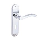 Designer Levers - Capri Contemporary Design Lever Door Handle - 1 Pair - Polished Chrome - 180 x 40mm - Locking Door Handle