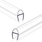 EAISMON Frameless Shower Door Seal for 3/8" Thick Glass, 2 Pack x 78" U Glass Shower Door Side Seal Strip Bottom Seal Door Sweep, Ultra-Clear Polycarbonate, Stop Shower Leaks Create a Water Barrier