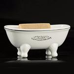 1 Piece 5.7" Mini Ceramic Clawfoot Double Ended Bathtub Soap Dish Vintage Decortative Soap Dish