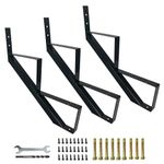 3 Packs Metal Stair Step Stringers, 2 Step Steel Riser Stringer for 19.4inch Height Deck(Matt Black)