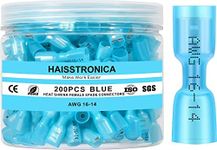 haisstronica 200PCS Blue Heat Shrink Female Spade Connectors,AWG 16-14 Heat Shrink Female Spade Terminlas Kit,Electrical Quick Disconnect Wire Connectors