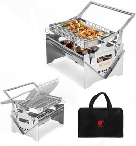 BiggerFire Barbecue rotatif à 360°, barbecue à charbon de bois en acier inoxydable, barbecue portable amovible pour pique-nique, cour, fête