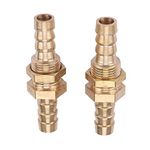 Hose Barbed Bulkhead Brass Rough Pipe Fitting Connector Adapter for Hose Water Air Fuel 2 Pcs (10mm)