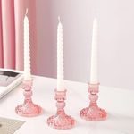 Glass Candlestick Holder Taper and Candle Holder Desktop Decoration for Wedding Dinning Party-3 pcs