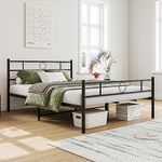 VECOCHO Full Size Metal Bed Frame with Headboard/Double Platform Bed Frame No Box Spring,Strong Steel Slat Support/Full Mattress Foundation Bed/Easy Assembly/Noise Free(Black)