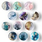 Sunsturm 12PCS Glass Fridge Mangets, Marble Refrigerator Magnets for Kitchen, Office Cabinets, Whiteboard, Dishwasher, Locker, Photos Decorative Refrigerator Magnets (Marbling)