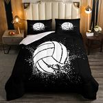 Erosebridal Volleyball Comforter Set King Size Beach Down Comforter Volleyball Games Sports Bedding Set for Boys Girls Young Man Black White Tie Dye Quilt Set Bedroom Decor with 2 Pillowcases