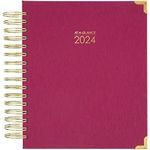 AT-A-GLANCE 2024 Daily & Monthly Planner, 7" x 8-3/4", Medium, Hardcover, Harmony, Berry (6099-806-59-24)