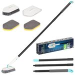 3 in 1 Shower Cleaning Brush - 180° Rotatable Bathroom Cleaning Brush with 50 inch Long Handle, Scrubber Brush Cleaner Tool for Shower Bathtub Tile Wall Floor Cleaning (Include 4 Replaceable Brush)