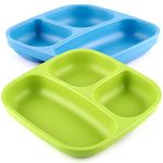 GET FRESH PLA Kids Divided Plates Set – 2-Pack Melamine-Free Microwave Safe Sectioned Plates for Kids and Toddlers