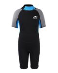 Gogokids Neoprene Wetsuit for Kids 2.5mm, Shorty Suit for Boys Girls, Thermal Swimsuit UV Protection Keep Warm Back Zipper One Piece Diving Suit for Swimming Diving Surfing Snorkeling, Blue, S
