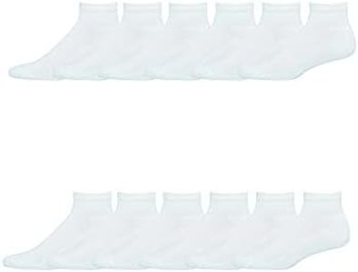 Hanes Men's Double Tough Ankle Socks, White, 6-12