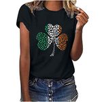 luoluoluo Women T Shirts Ladies ST. Patrick's Day Tops Green O-Neck T Shirt Ireland Irish Clover Shamrock Printed Blouse Short Sleeve Tunics Tops Henley T-Shirt Baggy T-Shirt Plus Size Summer Tops