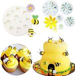 JeVenis Set of 5 Bumble Bee Cake Decoration Bumble Bee Fondant Mold Bee Mold Daisy Flower Mold Sugar Craft Cupcake Cake Projects for What Will It Bee Baby Shower Gender Reveal Party Decorations