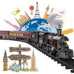 Electric Train Sets for Boys Girls Metal Alloy Christmas Trains Toys Steam Locomotive, Passenger Carriages, Tracks, Light & Sounds Rechargeable Birthday Gifts for Kids 3 4 5 6 7 8 + Years Old Red…